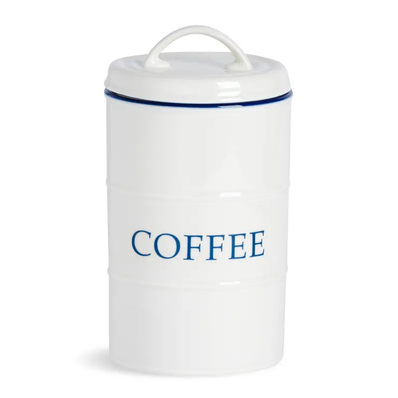 Farmhouse White Coffee Storage Canister With Airtight Seal 1