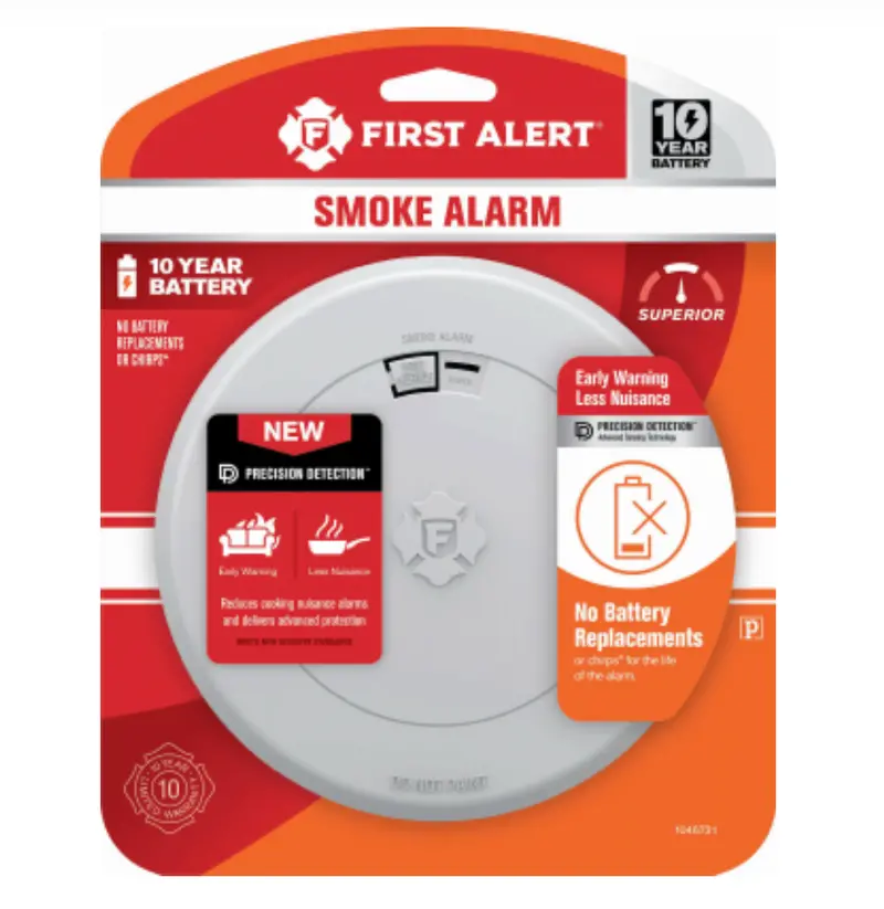 First Alert 10-Year Sealed Battery Smoke Alarm – Slim Profile Design 1