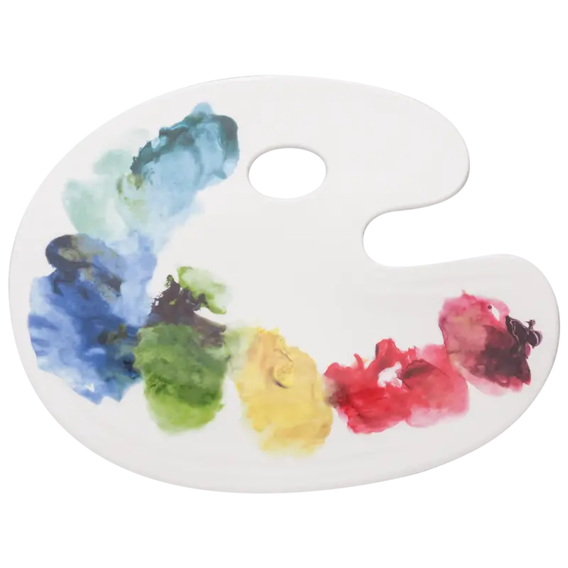 Fishs Eddy Funny Little Tray: Artist Palette Cheese Serving Board – 12" × 15.25" Ceramic Presentation Tray 1