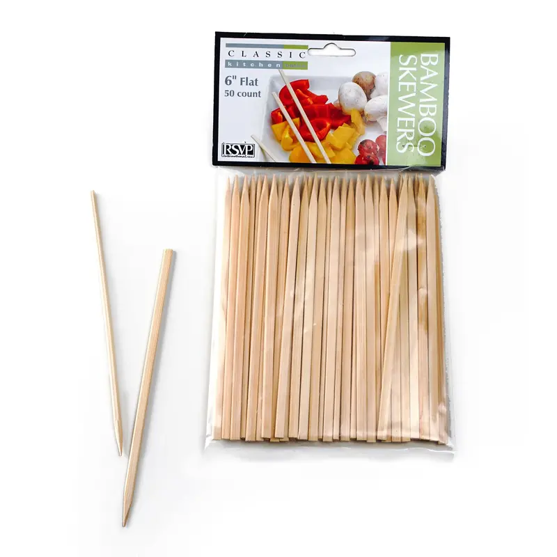Flat Bamboo Skewers – 6-Inch, 50-Pack For Appetizers 1