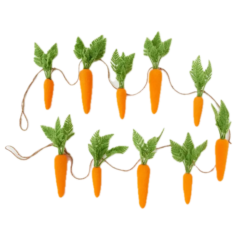Flocked Carrot Garland – 108-Inch Springtime Decor 1