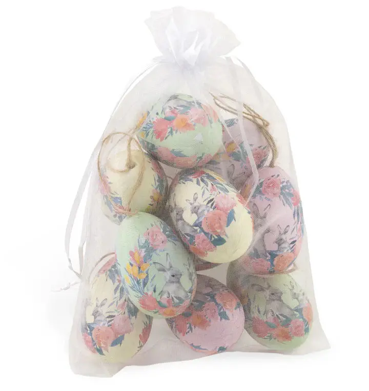 Floral Bunny Easter Egg Decorative Bag – Set Of 12 Pastel Eggs 1