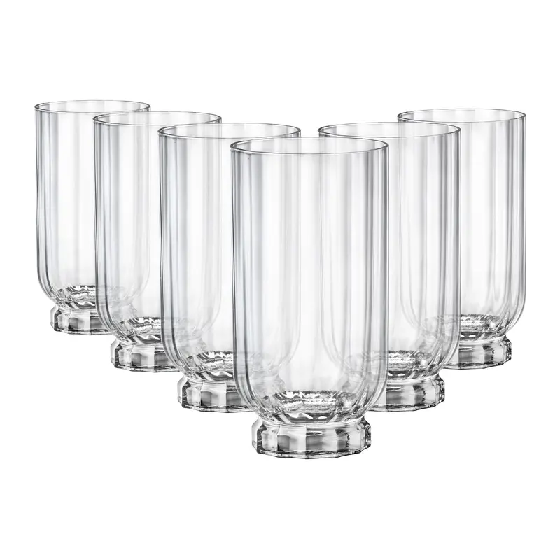Florian Highball Drinking Glasses – 430Ml, Set Of 6 1