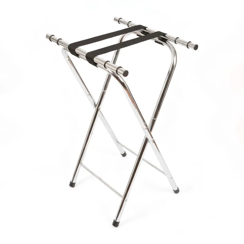 Folding Metal Serving Tray Stand – Chrome 1