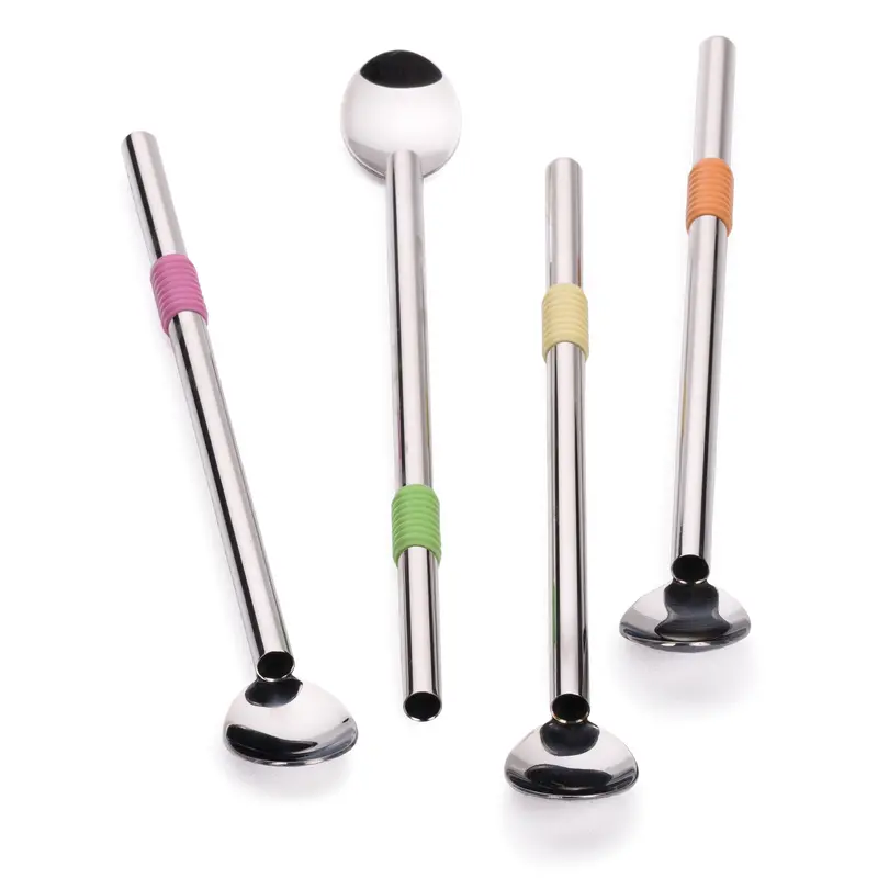Four-Piece 8.5-Inch Spoon-Straw Hybrid Set 1