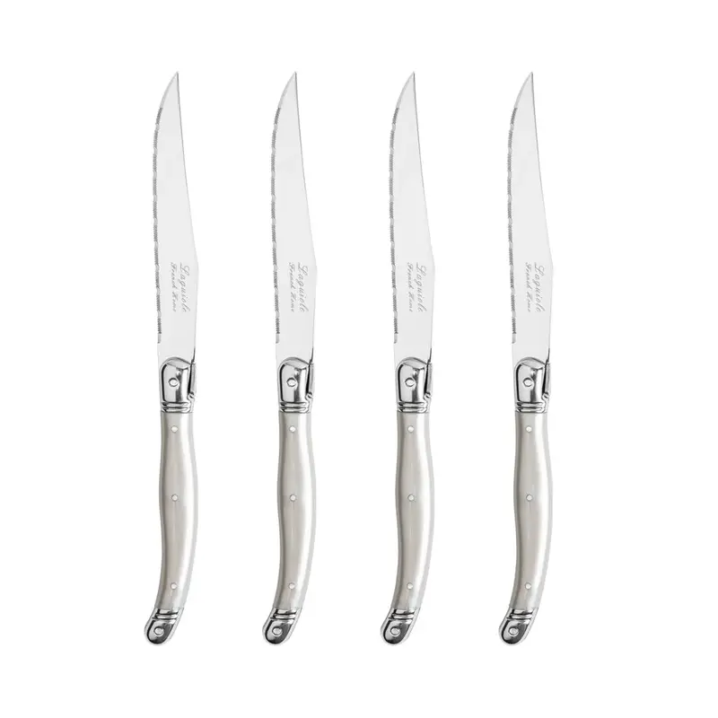 French Home Laguiole Steak Knife Set – Pewter-Handled, 4-Piece 1