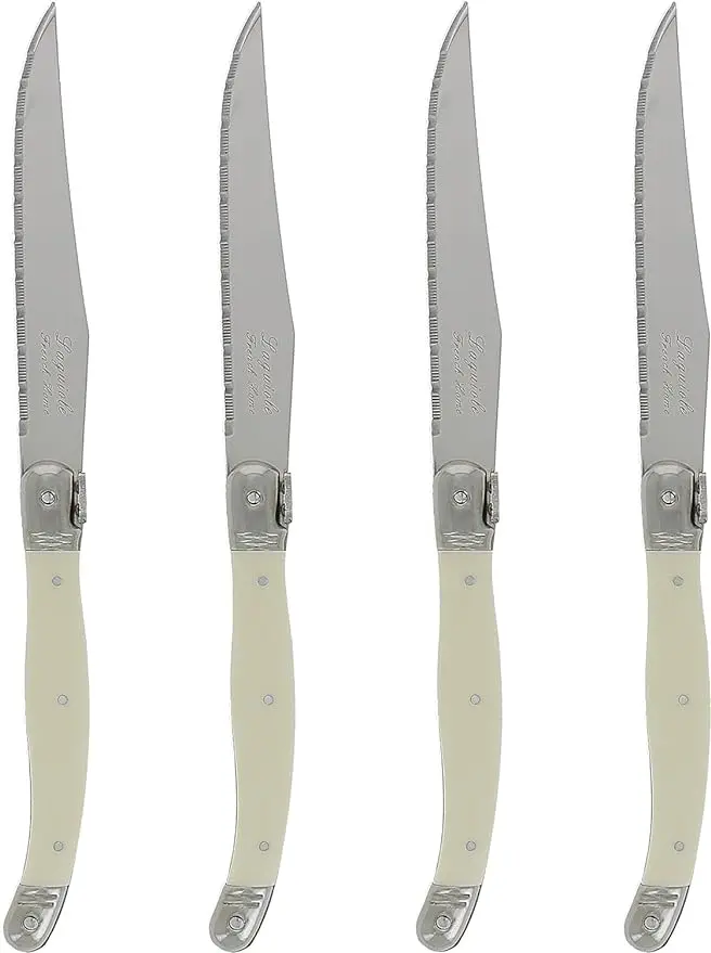 French-Style Laguiole Steak Knives – 4-Piece Set With Faux Ivory Handles 1