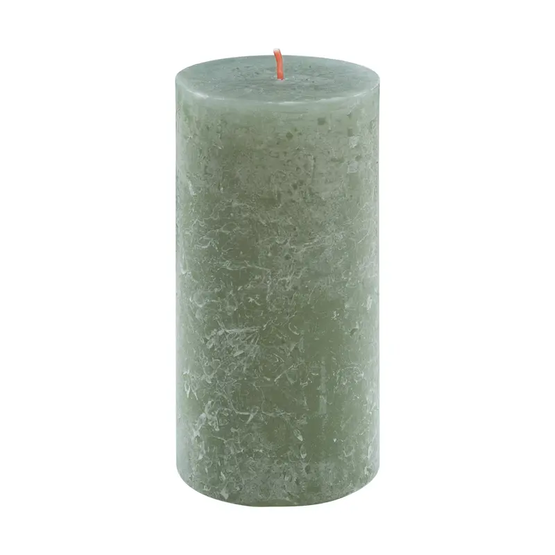 Fresh Olive Rustic-Style Pillar Candle – 13 Cm Height 1