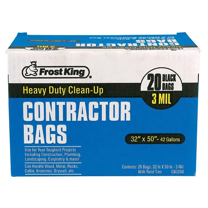 Frost King Heavy-Duty Contractor Cleanup Bags – 42 Gallon, 20-Pack 1