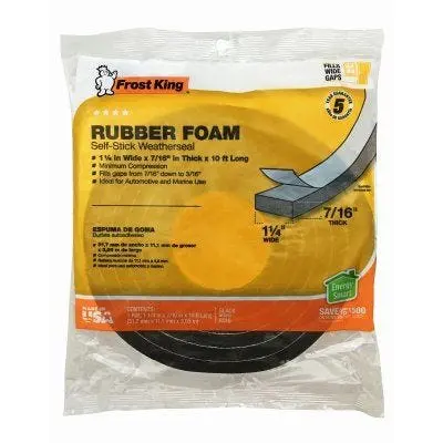 Frost King Heavy-Duty Rubber Foam Weatherstrip – 1-1/4" X 7/16" X 10 Ft 1