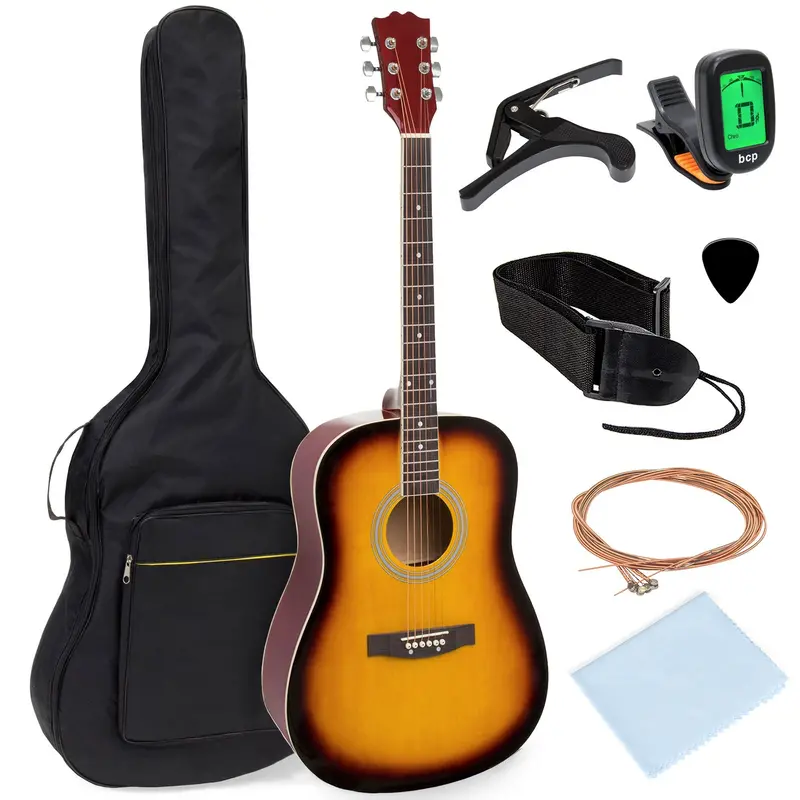 Full-Size Acoustic Guitar Starter Kit – 41In With Digital Tuner, Padded Case & Extras 2