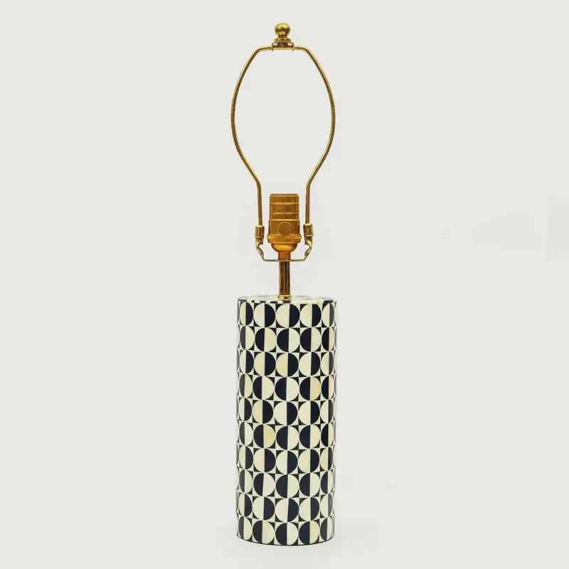 Geo Inlay Blue Ceramic Table Lamp – Contemporary Geometric Accent Light 1