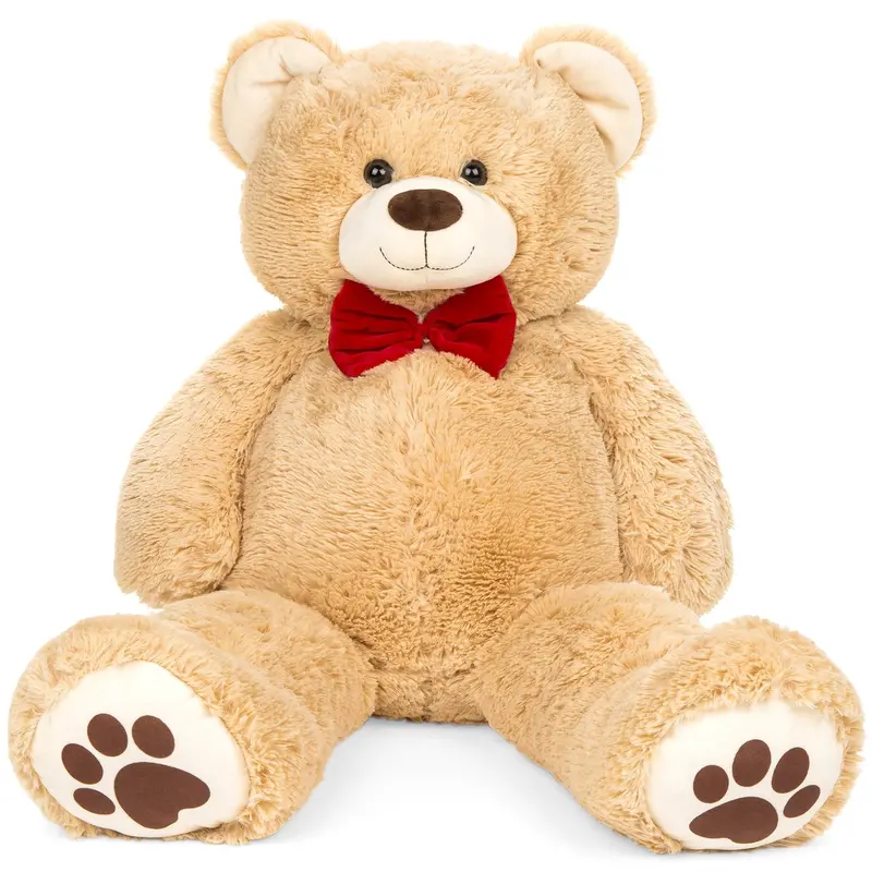 Giant 38In Plush Teddy Bear Stuffed Animal – Red Bow Tie & Footprint Detail 1