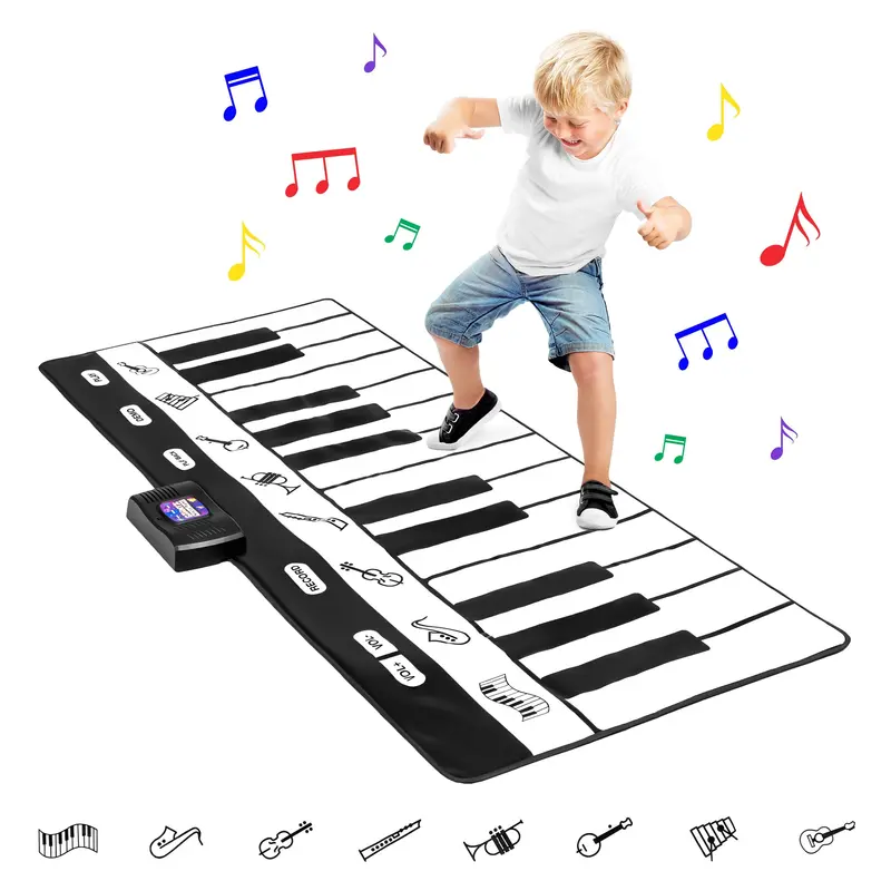 Giant Interactive Piano Keyboard Playmat – 8 Sound Modes, Black & White 1