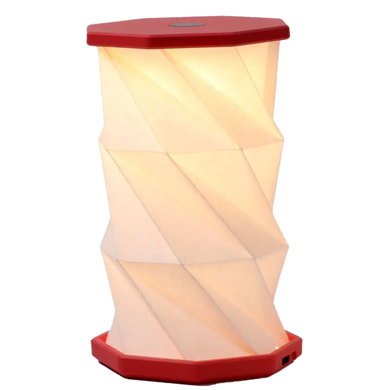 Gingko Coral Red Mini Hexagon Folding Lamp – 3.25" X 6" Portable Light 1