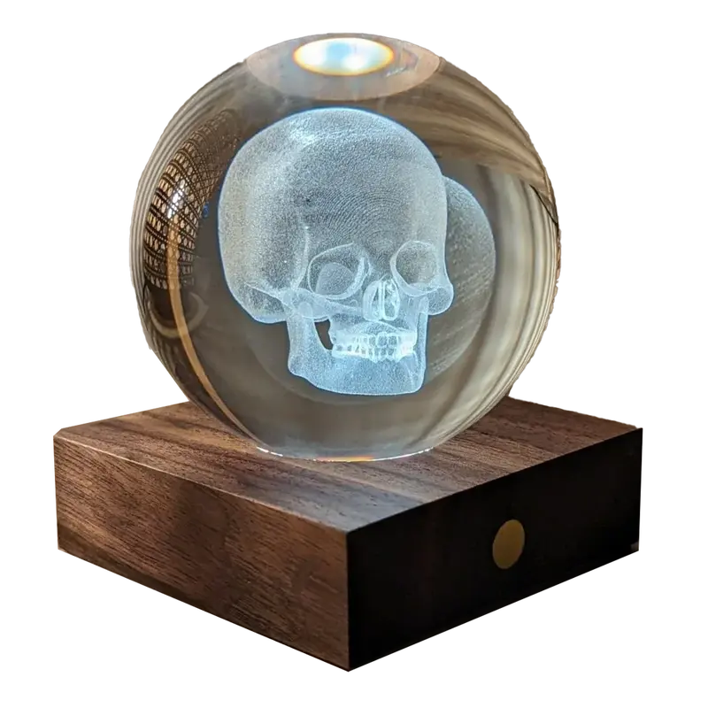 Gingko Designs Amber Crystal Skull Paperweight – Handcrafted Accent 1