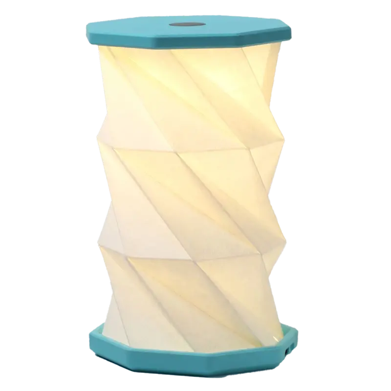 Gingko Lagoon Teal Twist Hexagon Table Lamp – Compact 3.25" X 6" Design 1