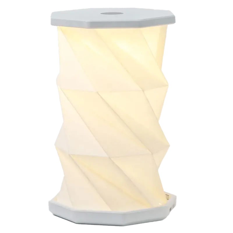 Gingko Mini Hexagon Twist Lamp – Lunar White, Compact 3.25" X 6" Foldable Design 1