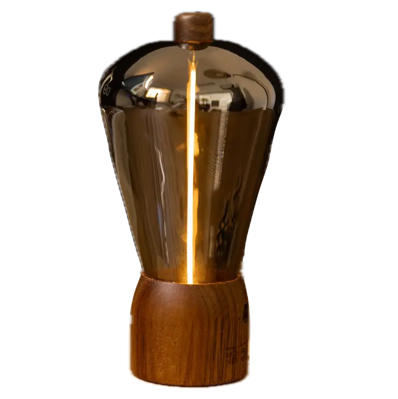 Gingko Opal Drift Table Light In Natural Walnut – 2.6" × 5" 1