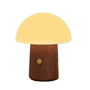 Gingko Super Mini Alice Mushroom Lamp – Walnut Finish, 2.5-Inch × 3-Inch 1