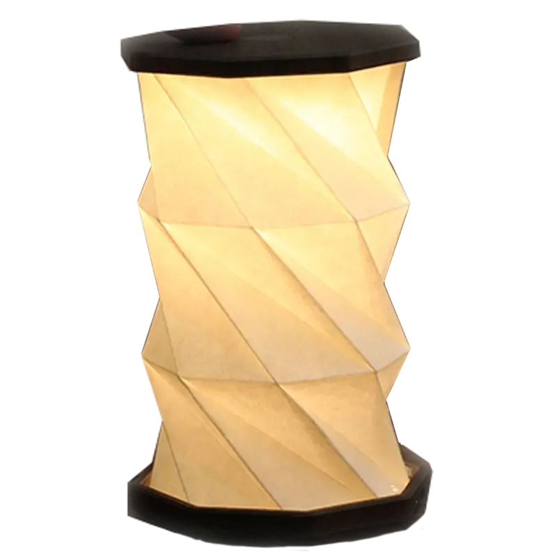 Ginkgo Mini Hexagonal Folding Lamp In Slate Black – Compact Twist Design (3.25" X 6") 1