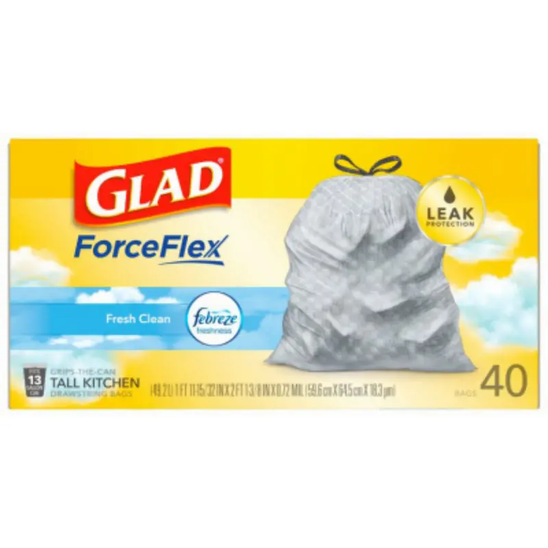 Glad Odorshield Tall Kitchen Trash Bags – Fresh Scent, 13-Gallon, 40-Count 1