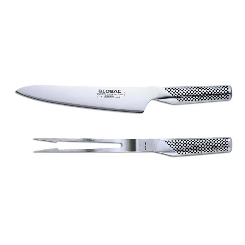 Global Classic 2-Piece Carving Knife And Fork Set 1
