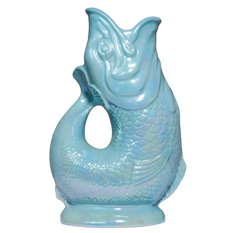 Gluggle Jug Xl Fish-Shaped Pitcher In Eau De Nil Hue – 11" X 7" 1