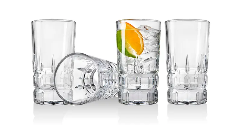Godinger Crosby Square Highball Glasses – Architectural 4-Piece Set 1