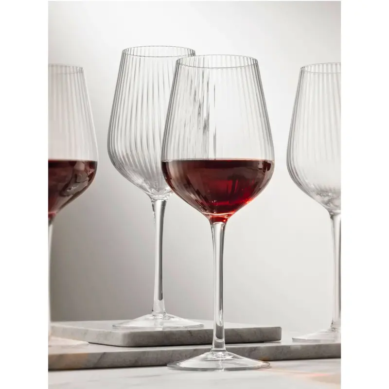 Godinger Divo Optic Wine Glasses – Set Of 4 Faceted Crystal Stemware 1