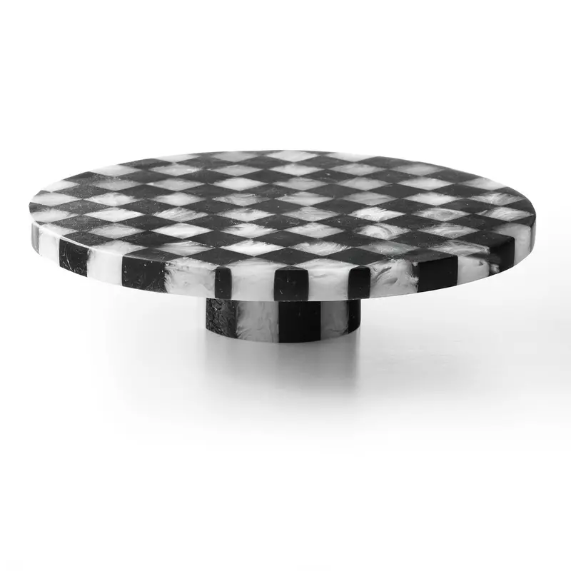Godinger Lucente Black-And-White Resin Cake Stand For Elegant Dessert Display 1