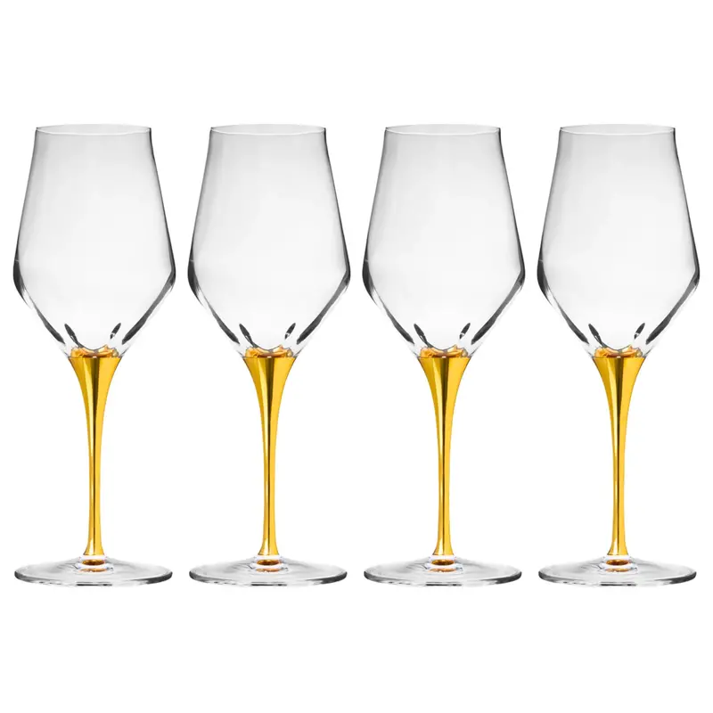 Godinger Marcella Gold-Stemmed Glasses – Set Of 4 Luxe Crystal Drinkware 1