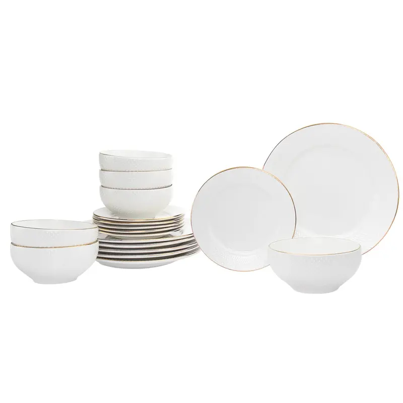 Godinger Pique Gold-Rimmed Porcelain Set – 18-Piece 1
