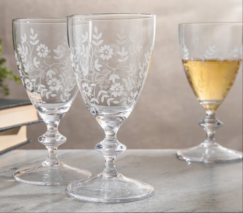 Godinger Wildbloom Stemmed White Wine Glasses – Set Of 4 Elegant Goblets 1