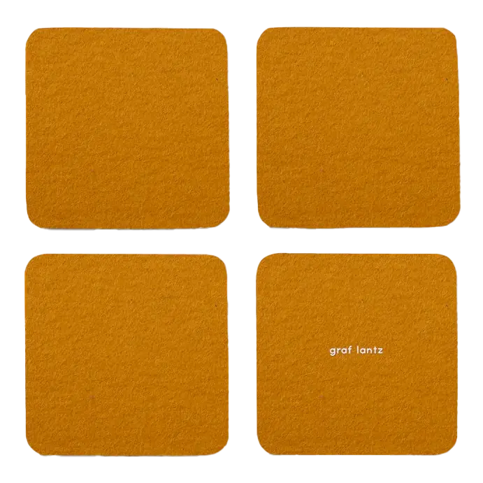 Graf Lantz Bierfilzl Square Felt Coasters – Turmeric Color, 4-Pack 1