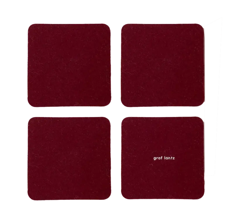 Graf Lantz Burgundy Bierfilzl Felt Coasters – Set Of 4 Square Drink Protectors 1