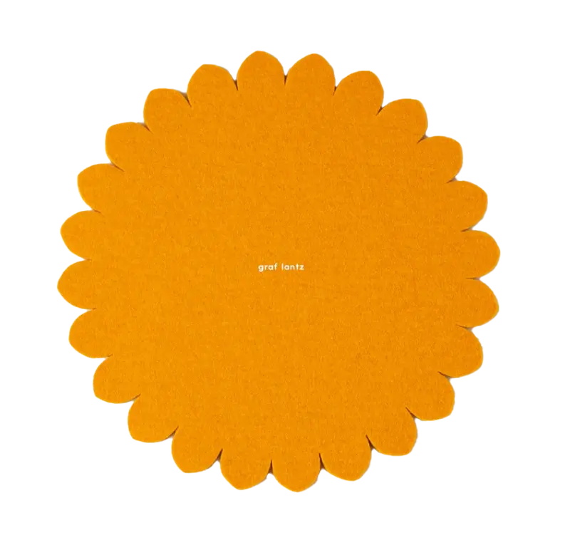 Graf Lantz Turmeric Yellow Crest Trivet – 10-Inch Hand-Felted Wool Design 1