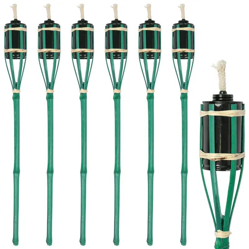 Green Bamboo Garden Fire Torches – 60Cm, Set Of 6 1