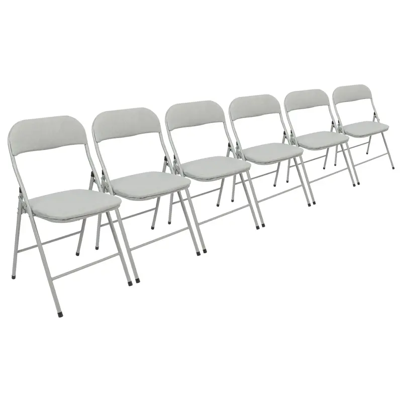 Grey Fabric-Padded Folding Chair – Set Of 6 1