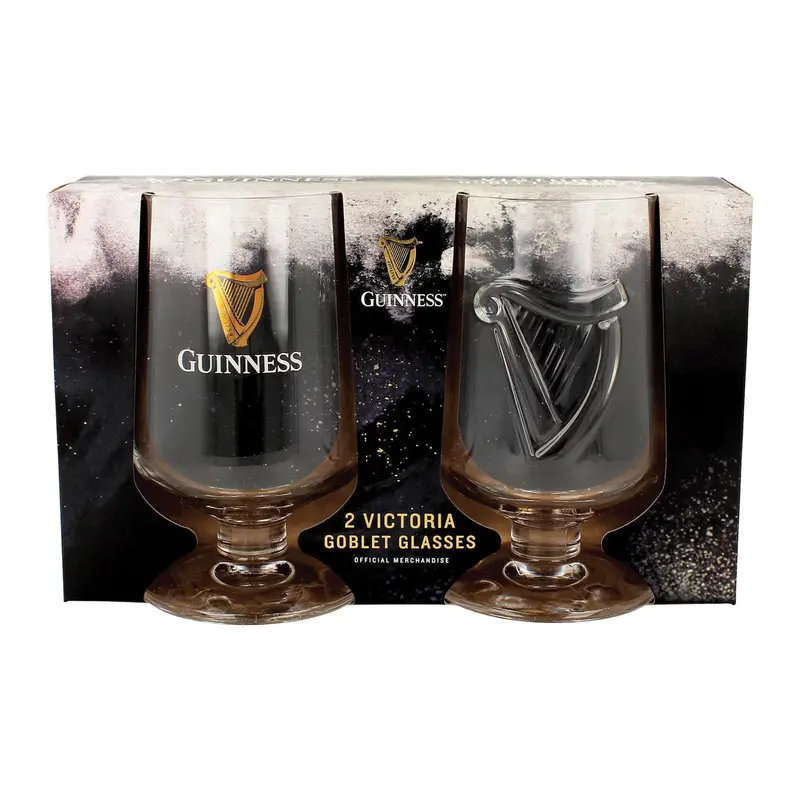 Guinness Embossed 420Ml Glass Goblet Pair 1