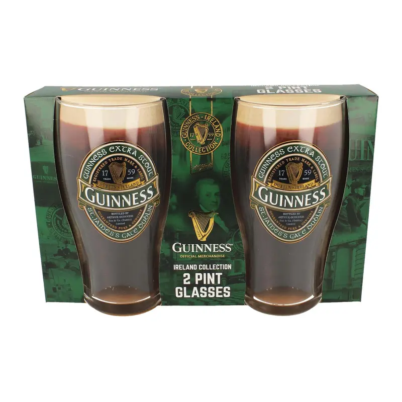 Guinness Ireland Pint Glass Pair – Official Licensed Set 1