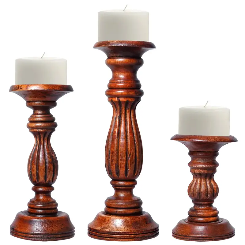 Hana Medium Polish Pillar Candle Holders – Set Of 3 By Mela Artisans 1
