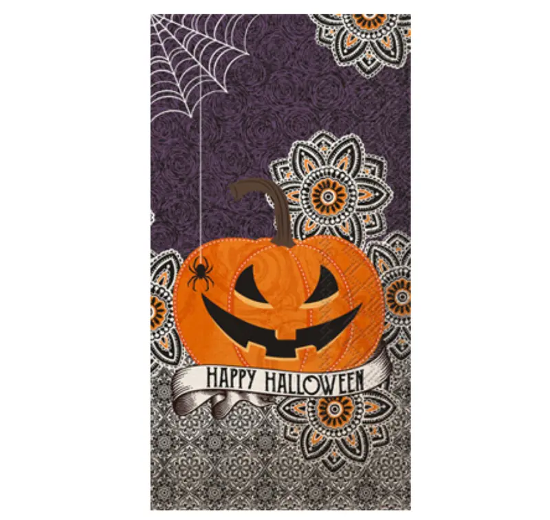 Happy Halloween Pumpkin-Themed Guest Towels – 16-Piece Set 1