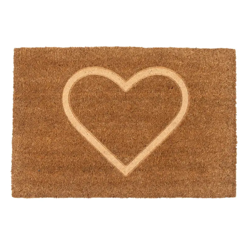 Heart-Shaped Coir Doormat – 60Cm X 40Cm Embossed Brown Welcome Mat 1