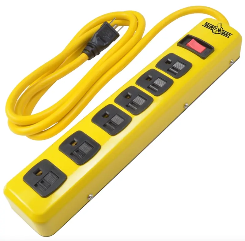 Heavy-Duty 6-Foot Power Strip – 6 Outlets – Vibrant Yellow Cord 1