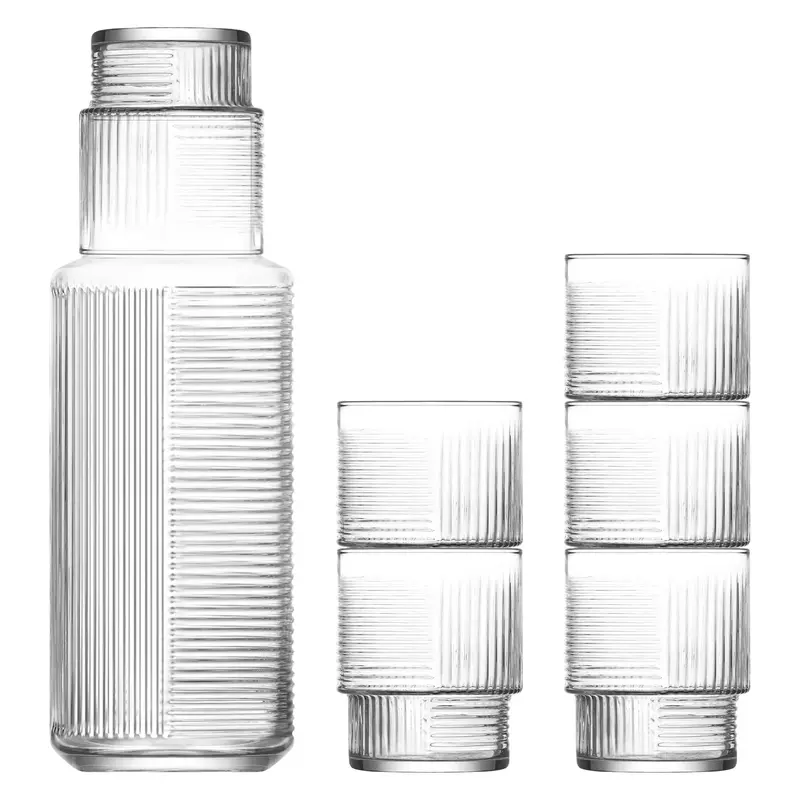 Helen 7-Piece Glass Carafe And Tumbler Set – 1.2L Carafe + Tumblers 1