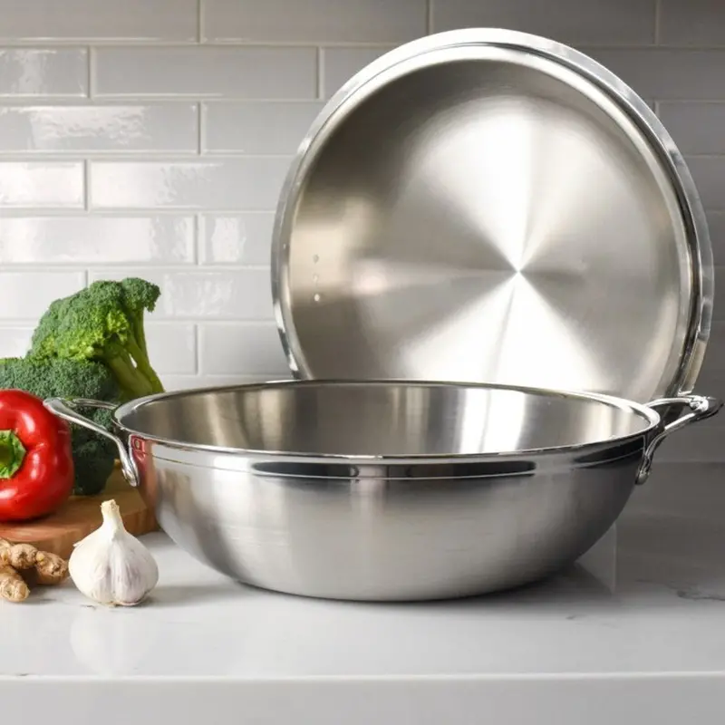 Hestan Probond 14-Inch Professional Clad Stainless Steel Wok With Lid 1