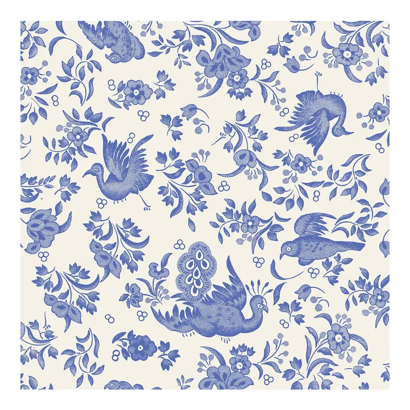 Hester & Cook Blue Regal Peacock Beverage Napkins – 20-Count Pack 1