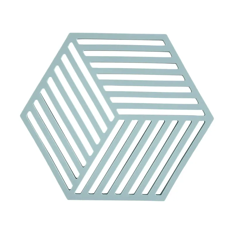 Hexagonal Fog Blue Trivet – Heat-Resistant Silicone-Core Zone Collection Piece 1