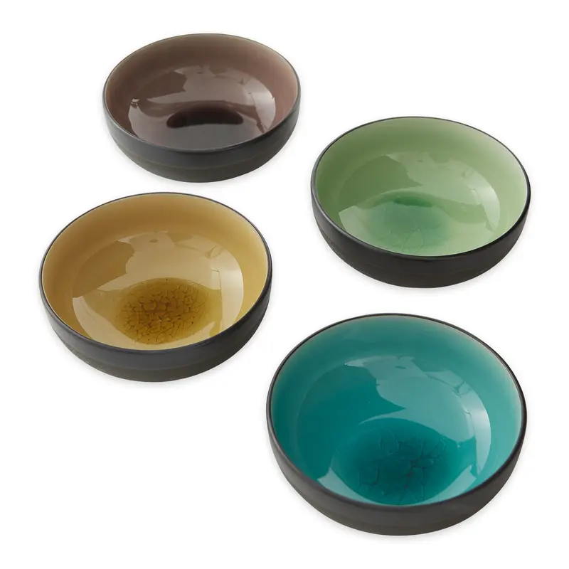Japanese Crackle-Glaze Porcelain Rice Bowls – Handcrafted Set 1